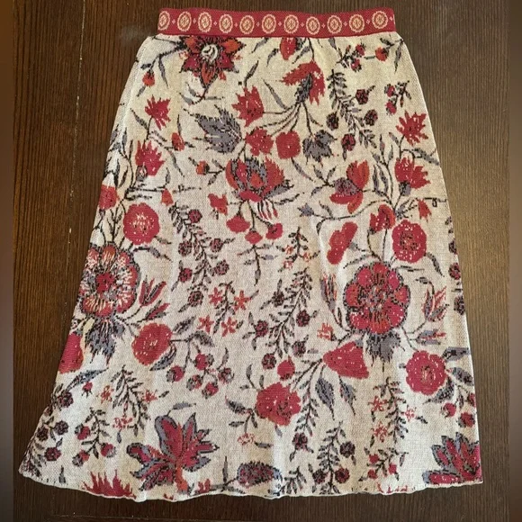 Peruvian Connection Knit Sweater Skirt Floral Size Small - Picture 2 of 3